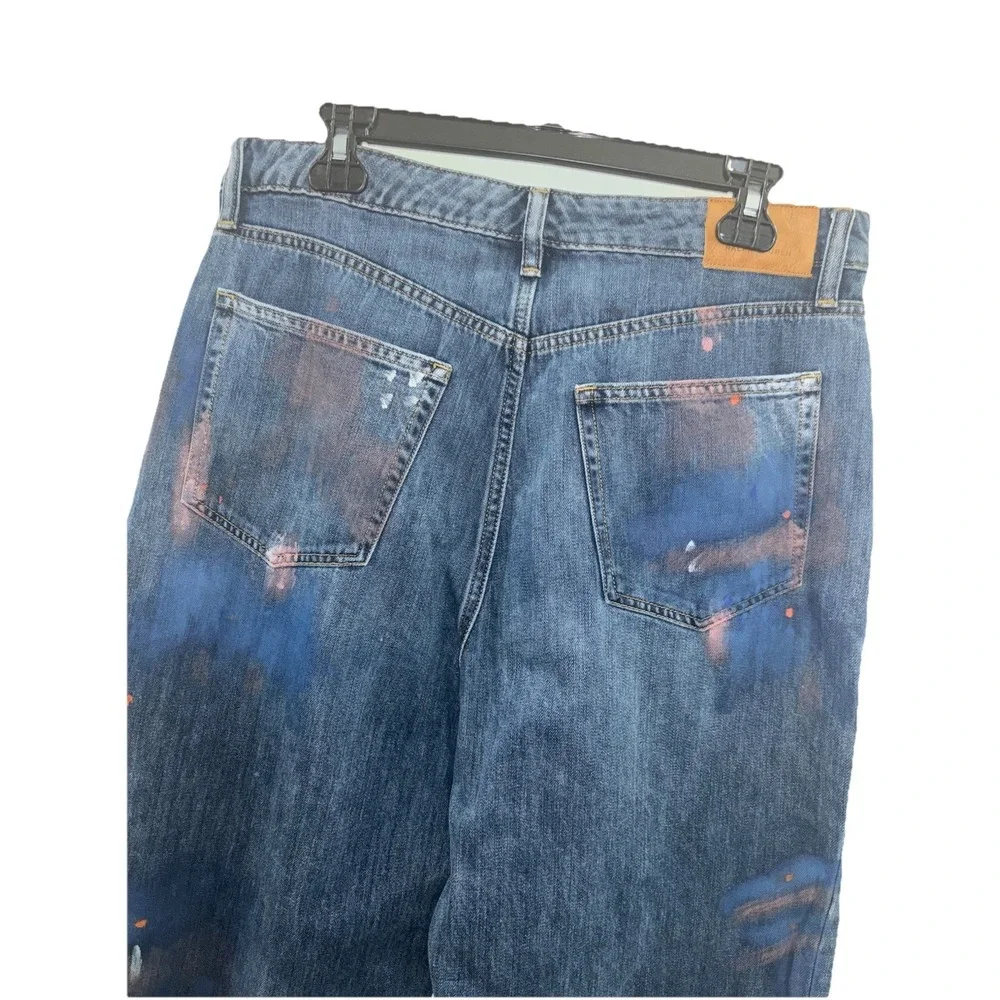 Lauren Ralph Lauren Sz 12 Painted High-Rise Relaxed Cropped Jean Atlas Wash Boho